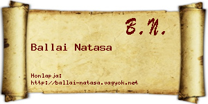 Ballai Natasa névjegykártya